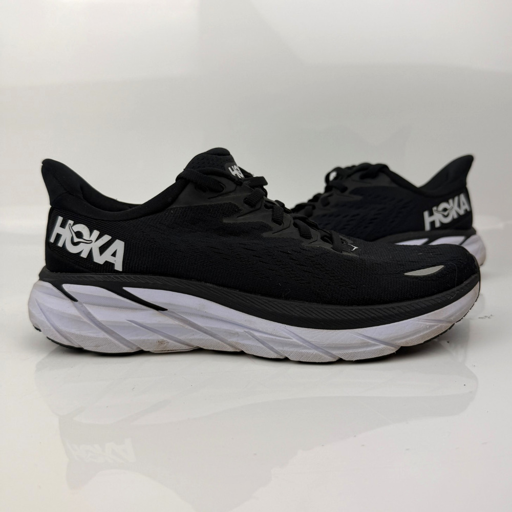 Hoka One One W Clifton 8 Running Shoes 1119394 BWHT Women’s Size 6.5B Black